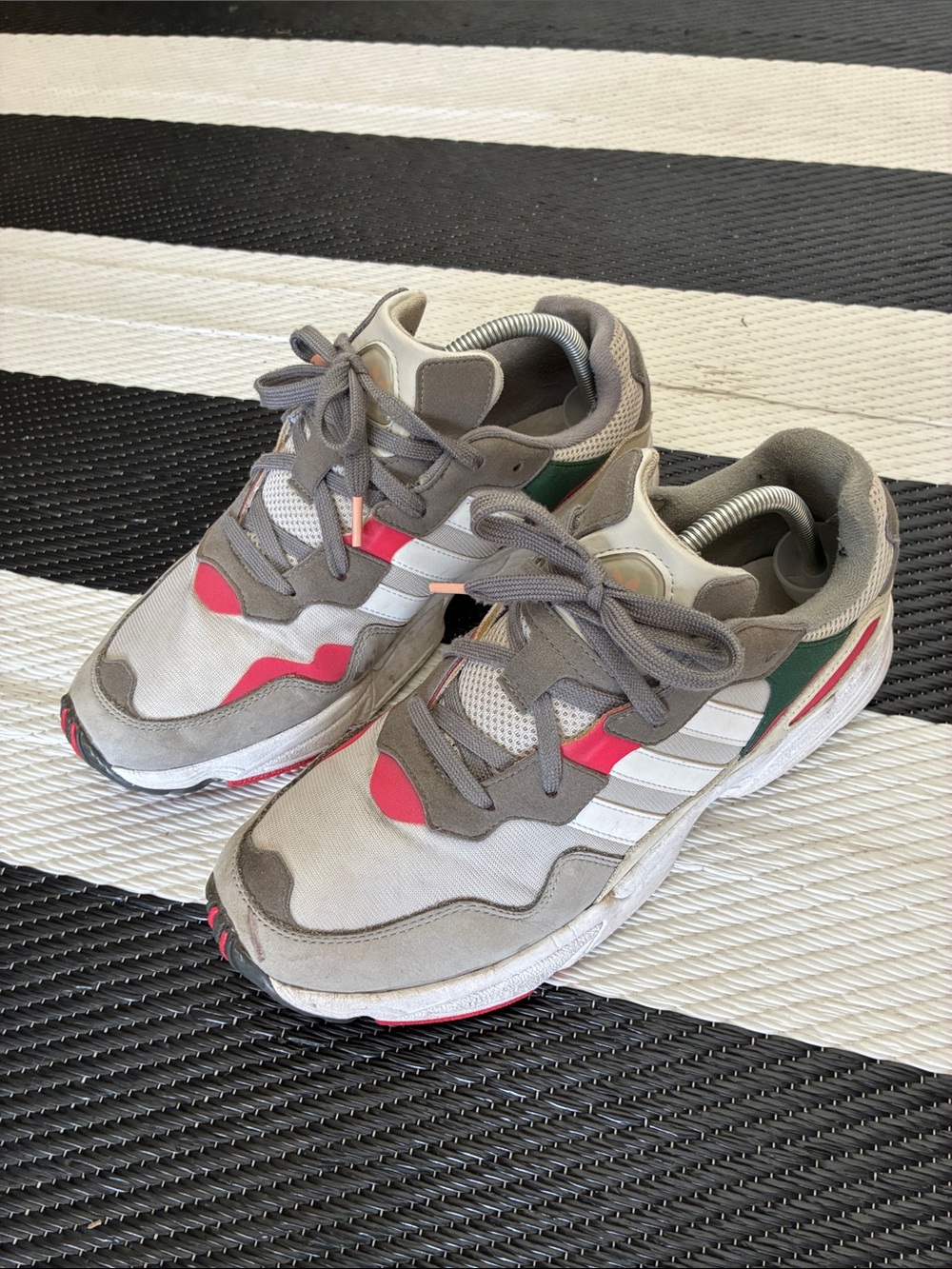 adidas Athletic Shoes Gray White Green Pink Accents